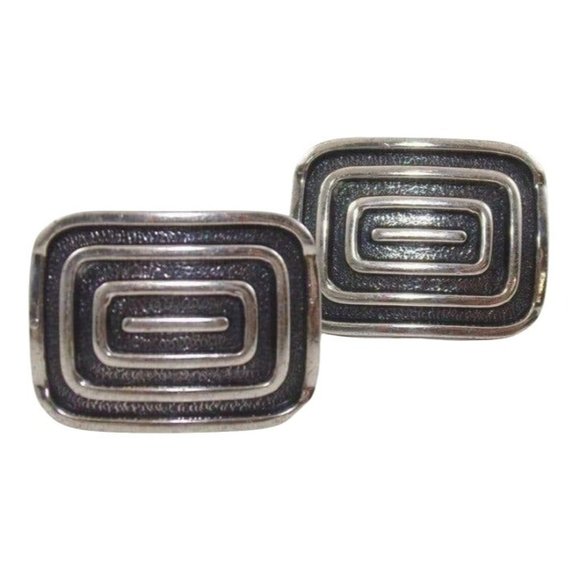 Vintage Beau Sterling Silver Curved Maze Screw Back Earrings - Picture 1 of 4